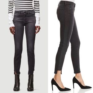 FRAME Le Skinny de Jeanne Tuxedo Stripe Jeans Dunlop Coated Tux Size 25